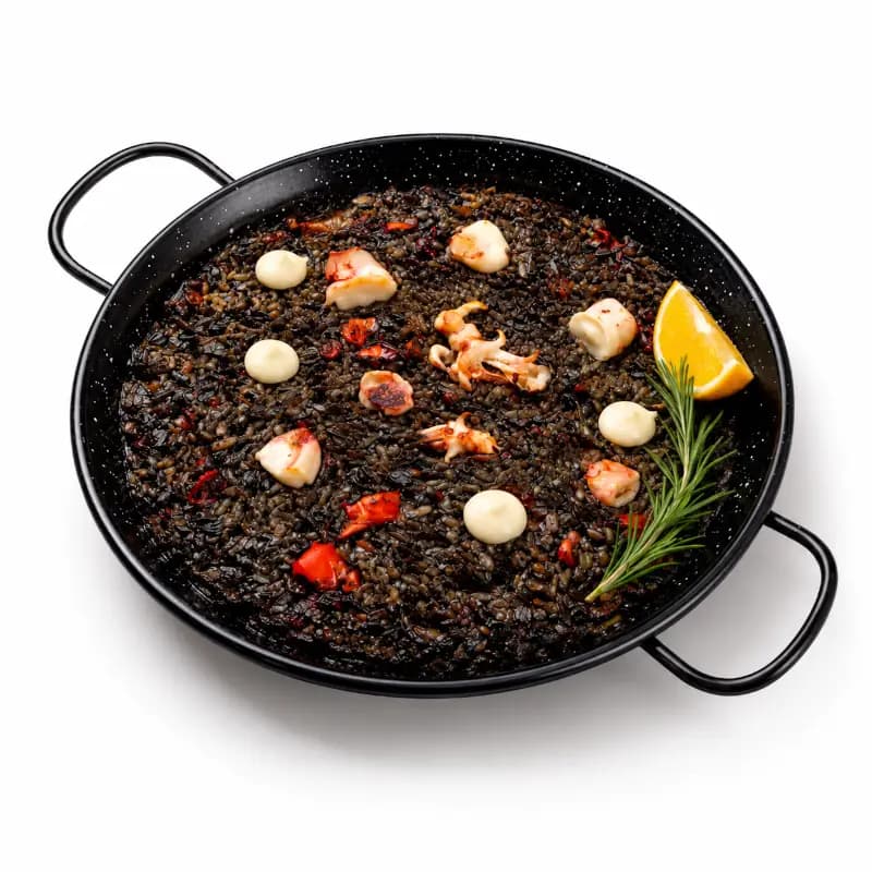 Paella de calamares en su tinta